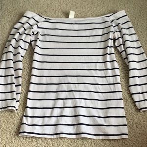H and M white and navy off the shoulder top